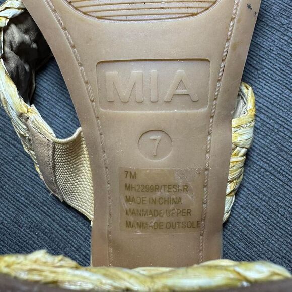 MIA Felicity Natural Raffia Braided Double Band Heel Slip On Sandal Size 7 - Picture 5 of 7